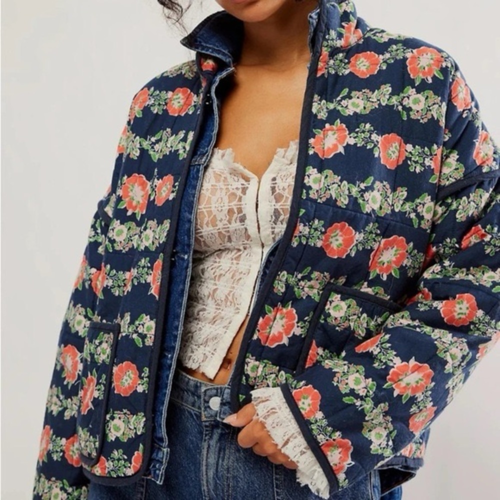 Free People Chloe Printed Quilted Jacket